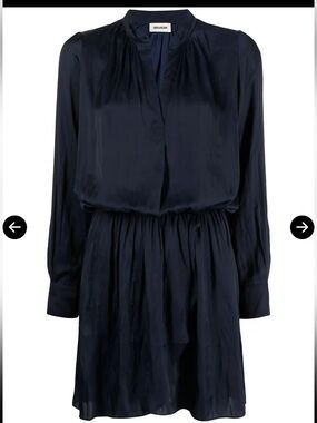 Zadig & Voltaire Long-Sleeve Navy Satin Mini Dress